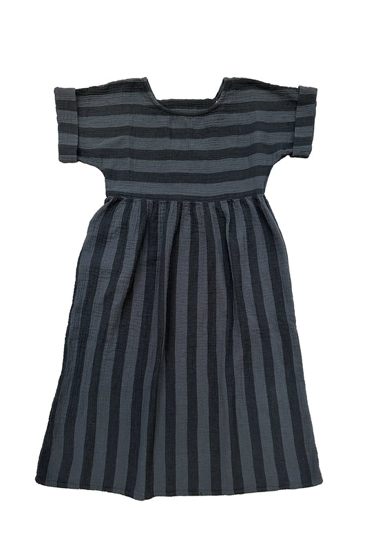 Perry Dress in Faded Black Stripes