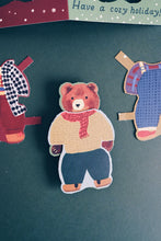 Load image into Gallery viewer, Bear Paper Doll Cozy Holiday Card
