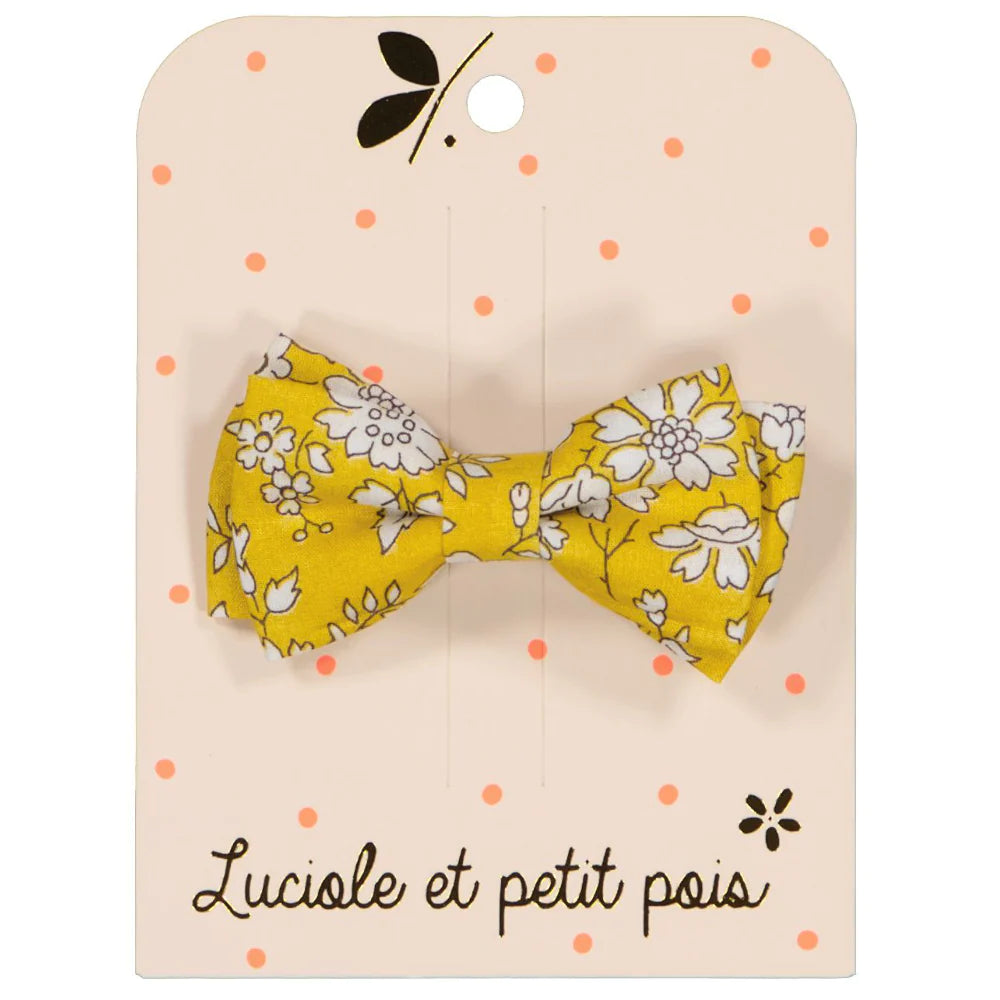 Luciole Et Petit Pois | Mini Double Bow Hair Clip in Capel Safran