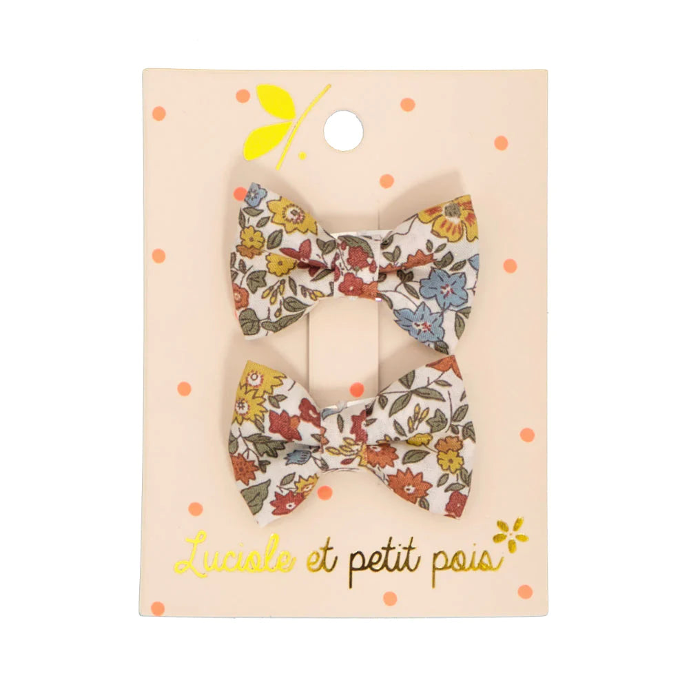 Luciole Et Petit Pois | Mini Bowtie Hair Clip Set in Autumn Ava Liberty