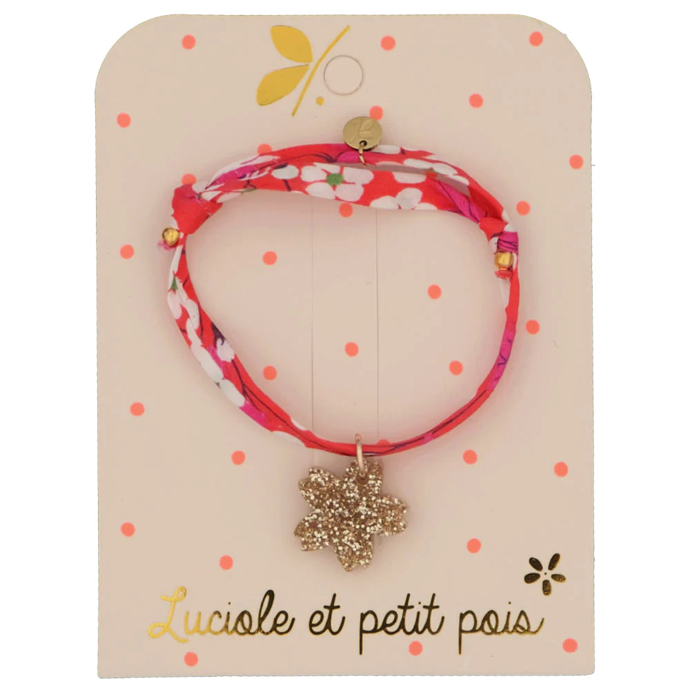 Luciole Et Petit Pois | Liberty Bracelet in Mitsi Fuschia with Sakura Flower