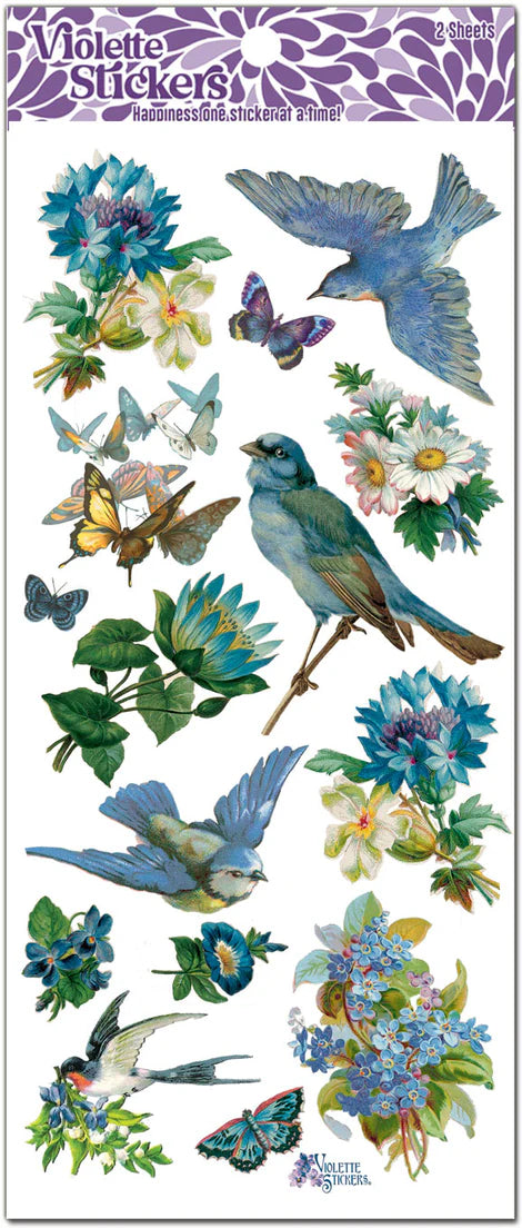 Violette Stickers | Bluebirds & Blue Flowers