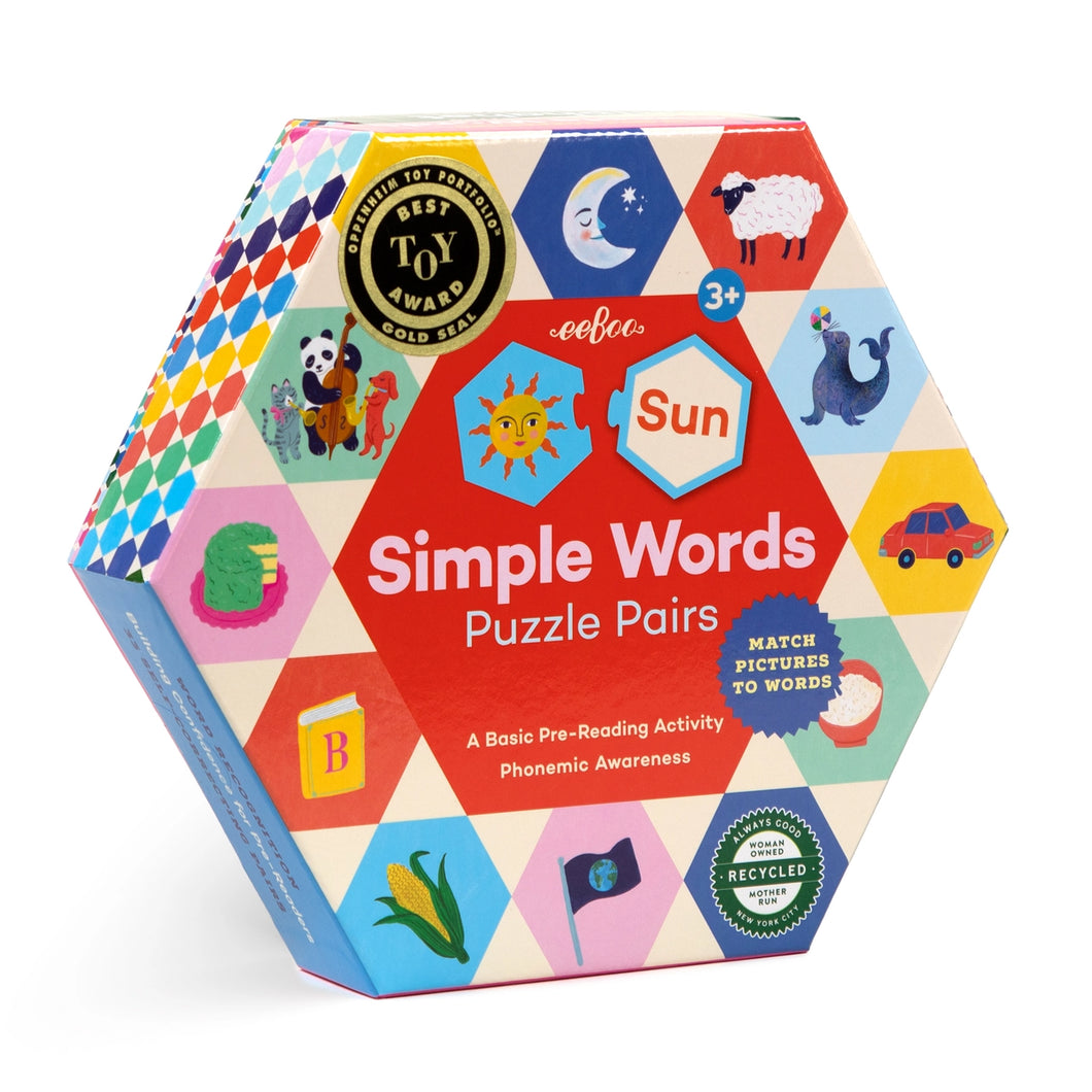 Eeboo | Simple Words Hexagon Puzzle Pairs