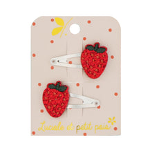 Load image into Gallery viewer, Luciole Et Petit Pois | Mini Strawberry Hair Clips (Pair)
