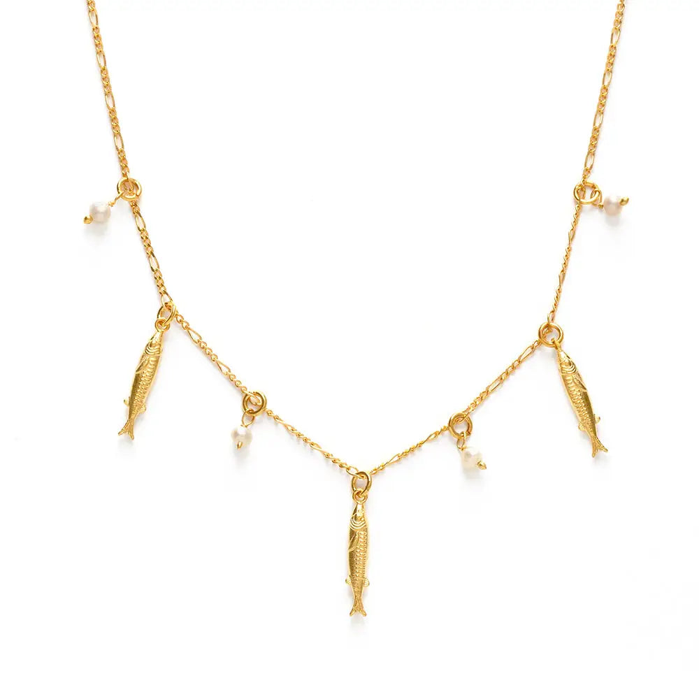 Tiny Fish and Pearl Necklace