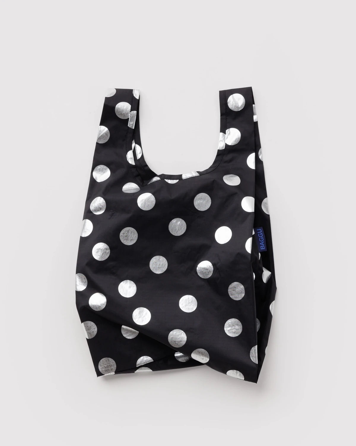 Baby Baggu in Metallic Silver Polka Dot