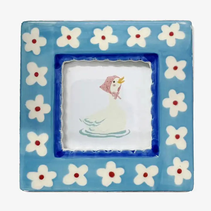 Blue Flowers Ceramic Photo Frame