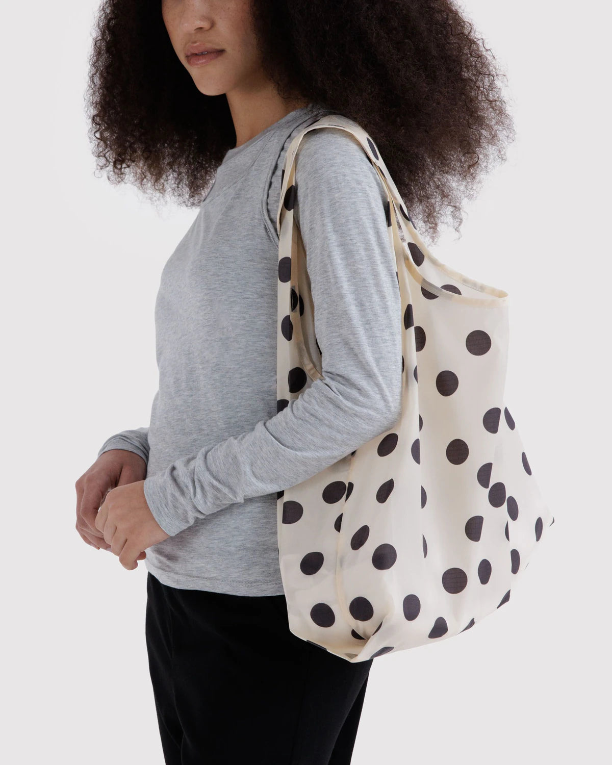 Standard Baggu in Cream and Black Polka Dots