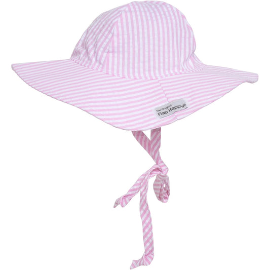 UPF 50+ Wide Brim Sun Hat | Pink Stripe Seersucker