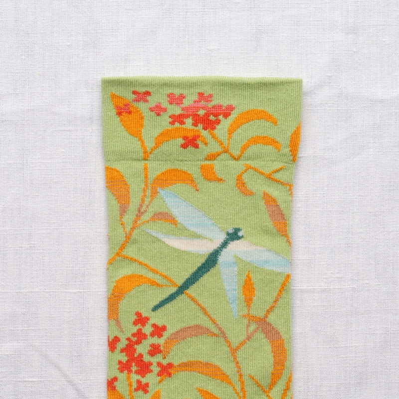 Dragonfly Socks in Lime
