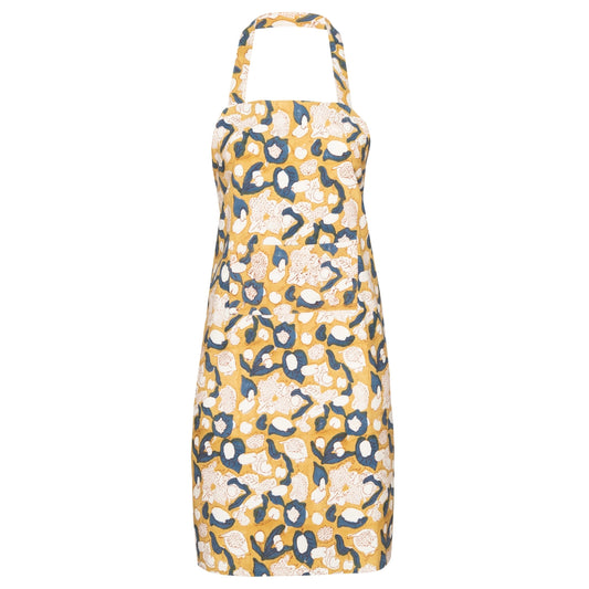Forest Harvest Apron in Mustard & Blue