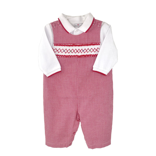 Red Check Smocked Longall