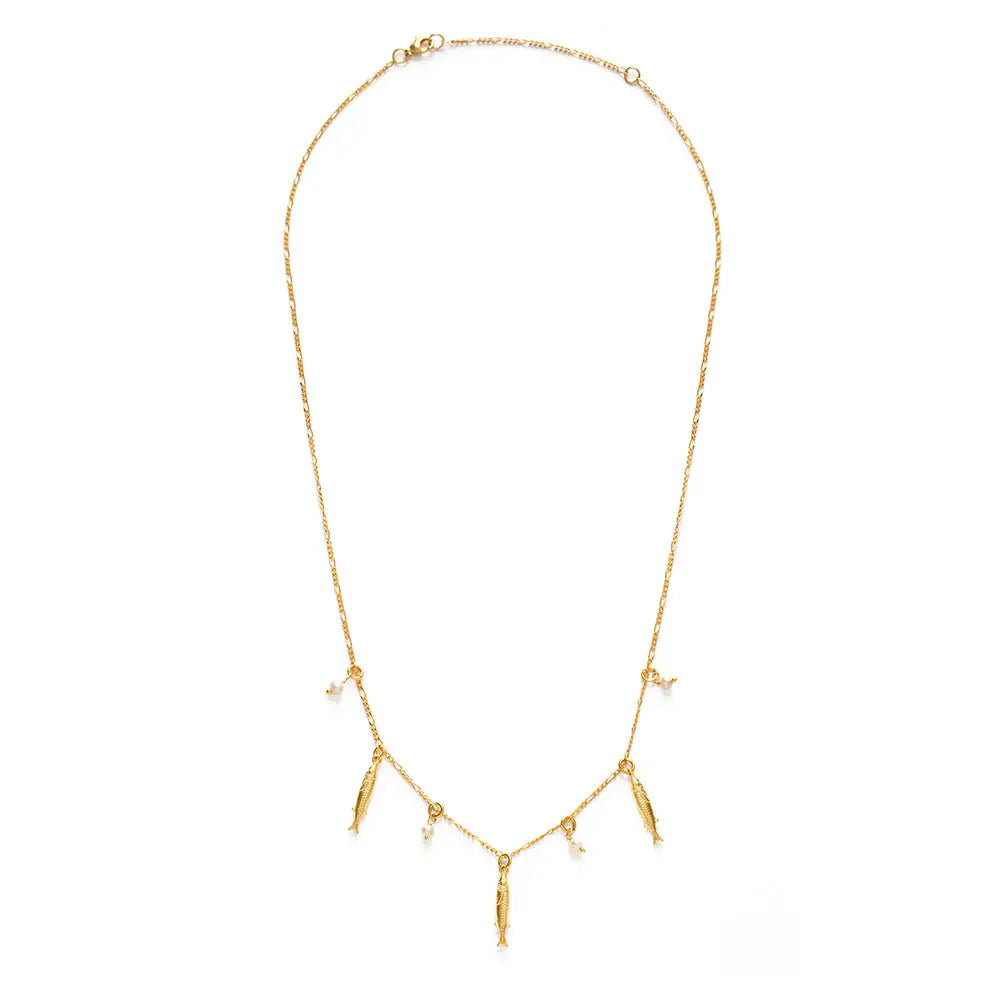 Tiny Fish and Pearl Necklace