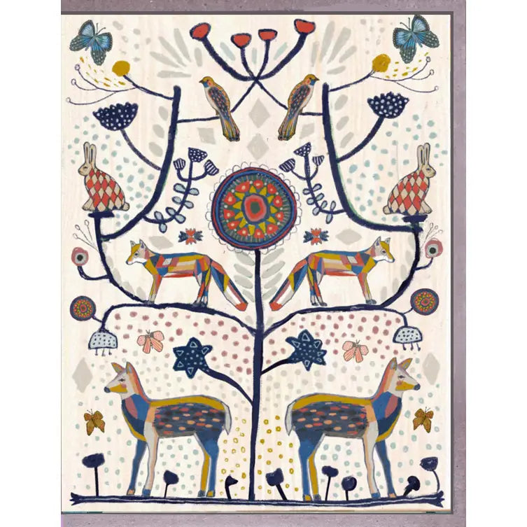 Forest Animals Folk Tree Card