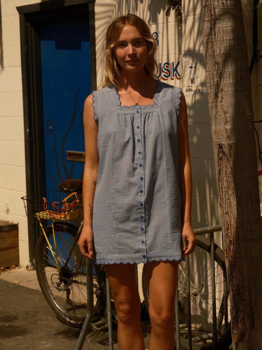 Helena Mini Dress in Blue Gingham