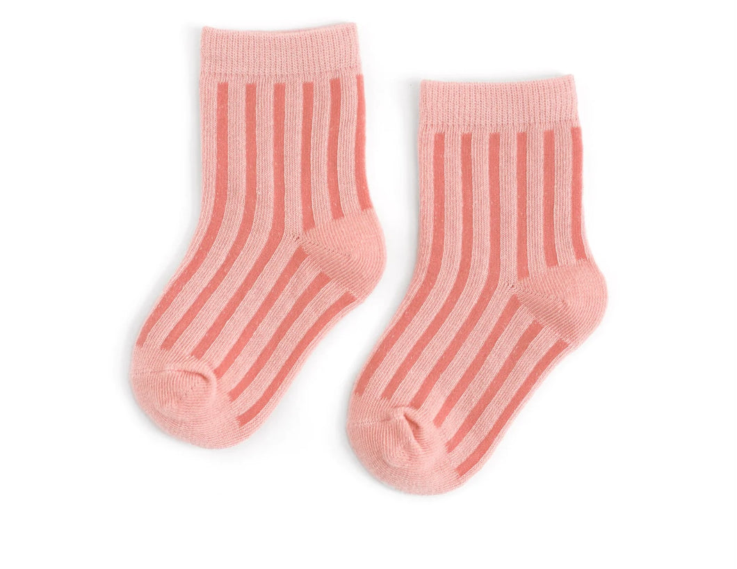 Peachy Pink Stripe Midi Socks