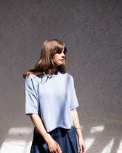 Load image into Gallery viewer, BIBICO | Lisa Boxy Knitted Top in Blue Melange
