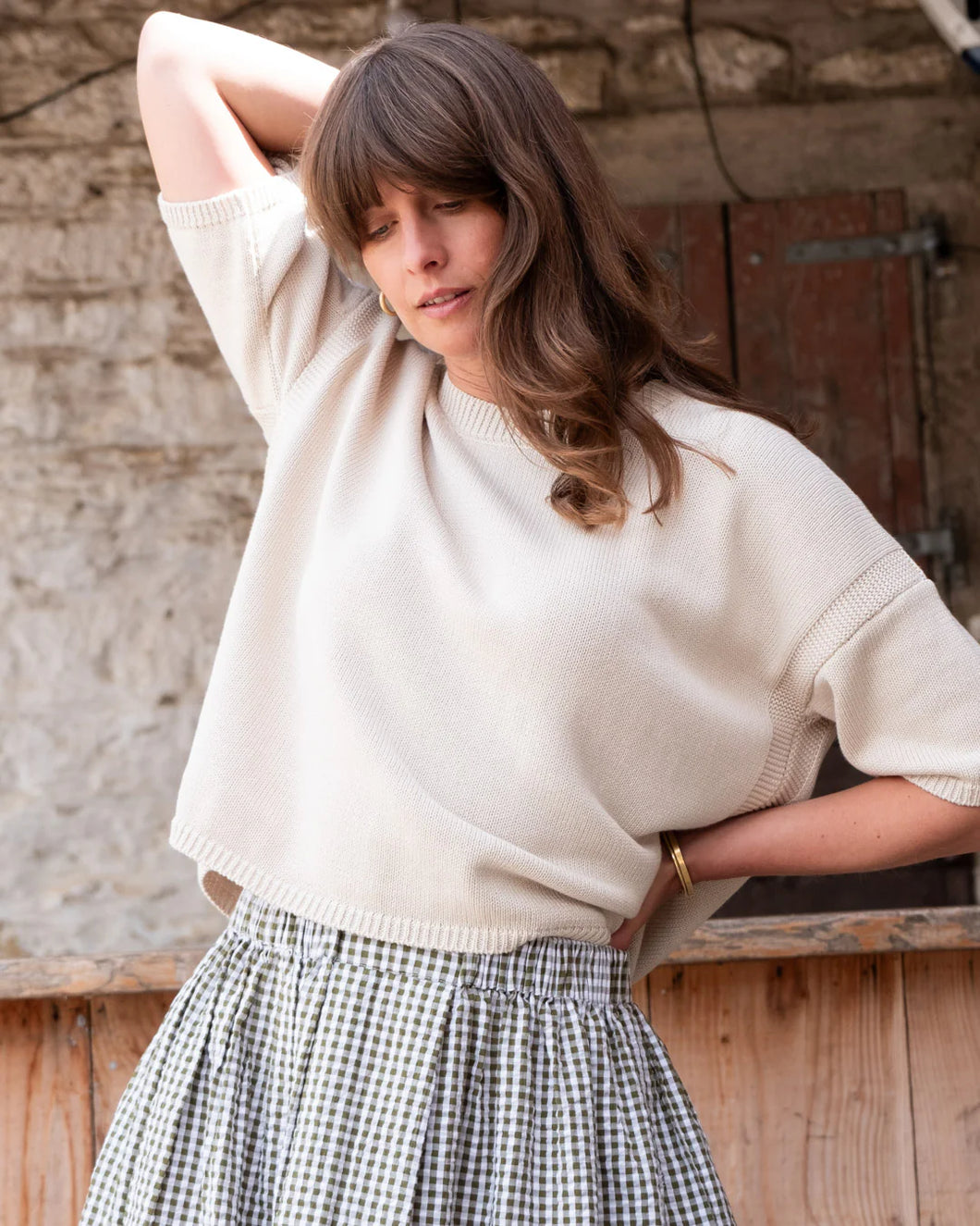 BIBICO | Lisa Boxy Knitted Top in Ecru