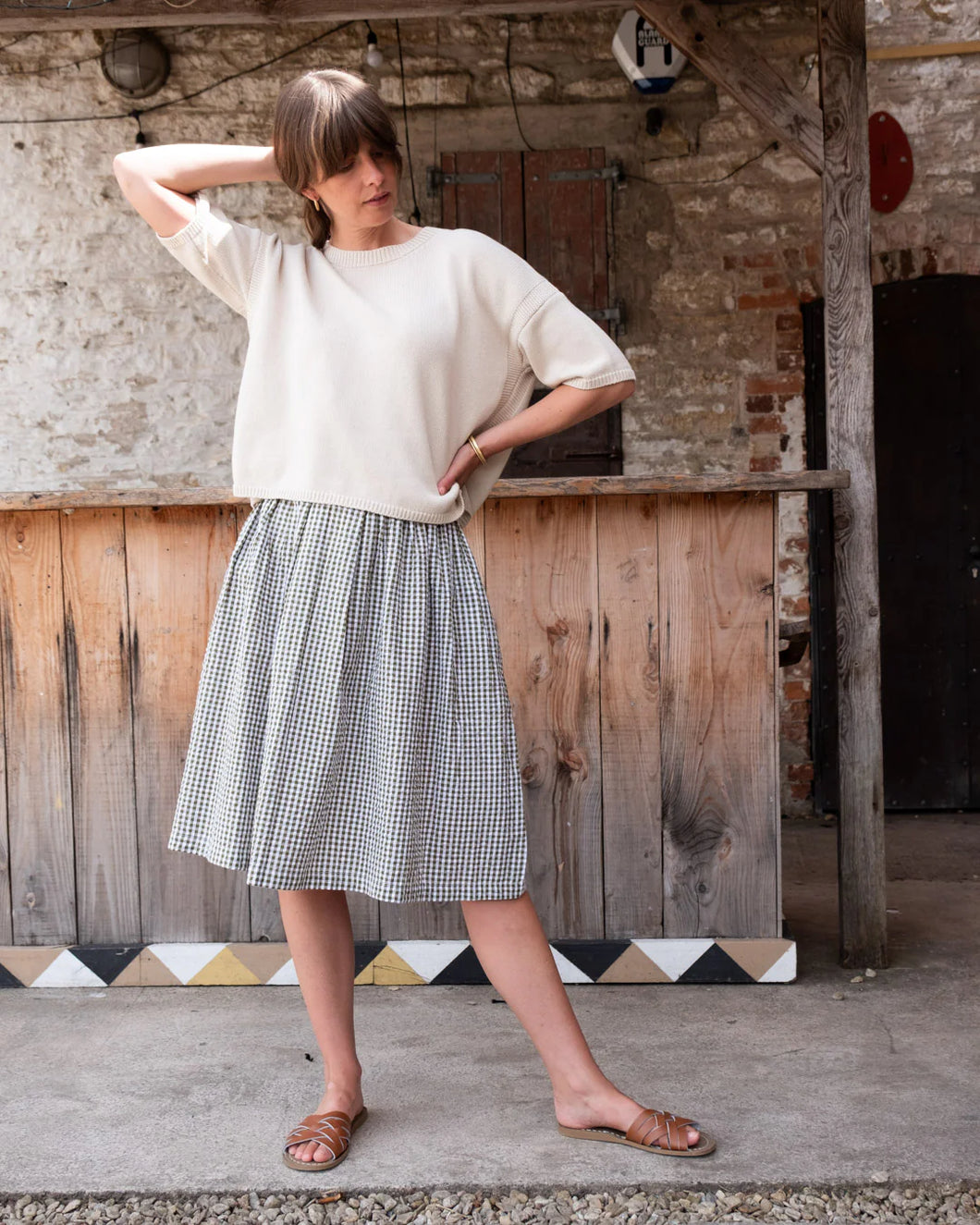 BIBICO | Jordan Casual Skirt in Olive Check