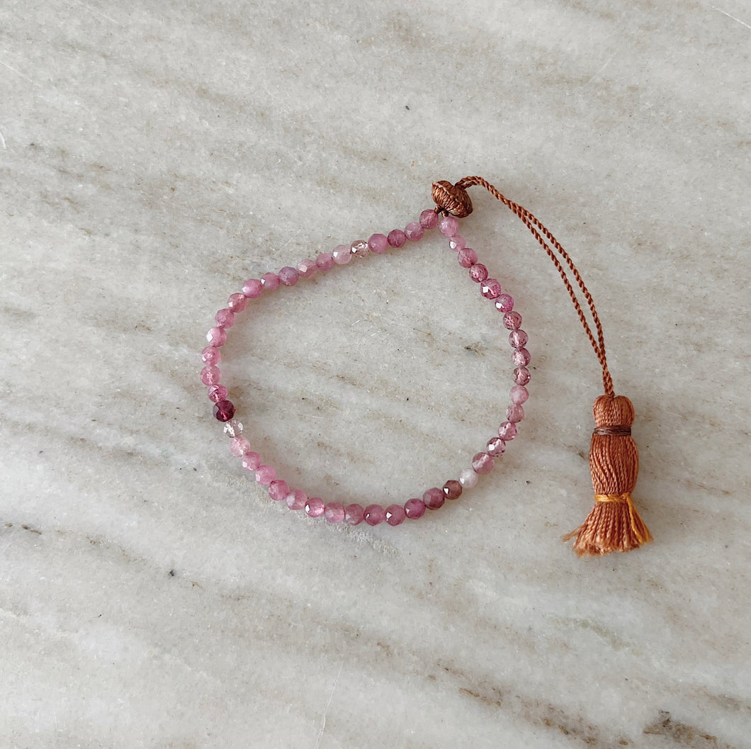 Lena Skadegard | Unknotted Pink Tourmaline Tassel Bracelet