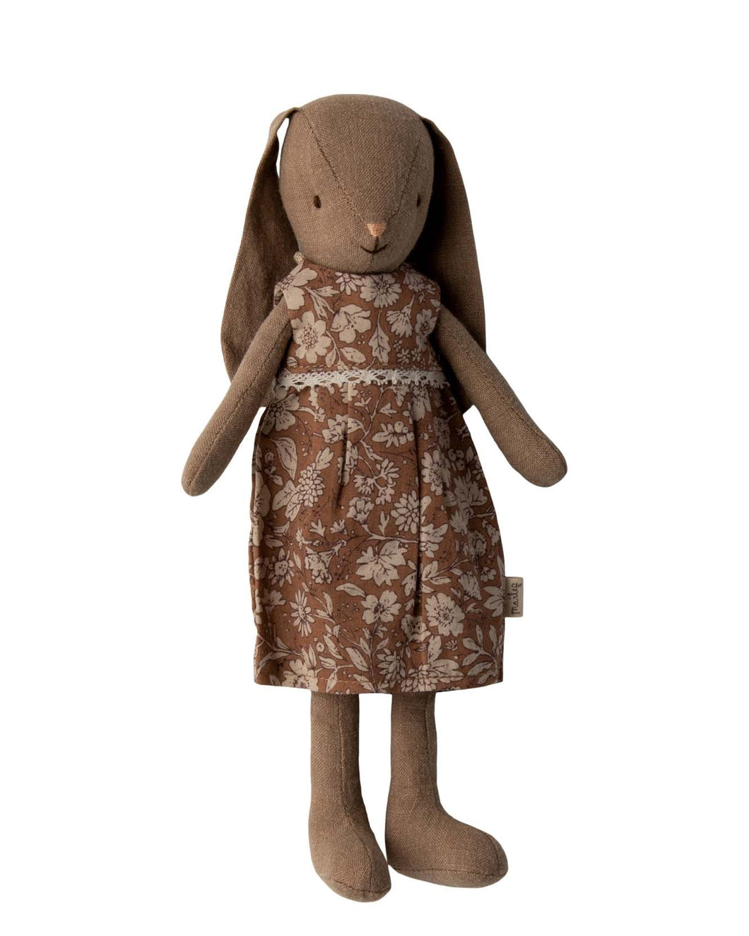 Maileg | Dusty Brown Flower Dress Bunny, Size 2