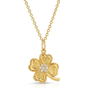 Load image into Gallery viewer, Gold Lucky Clover Necklace with Cubic Zirconia
