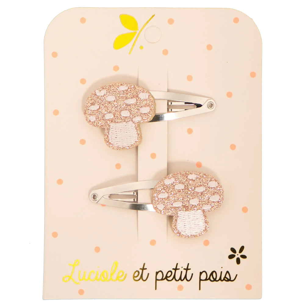 Luciole Et Petit Pois | Hair Clip Pair in Pink Mushroom