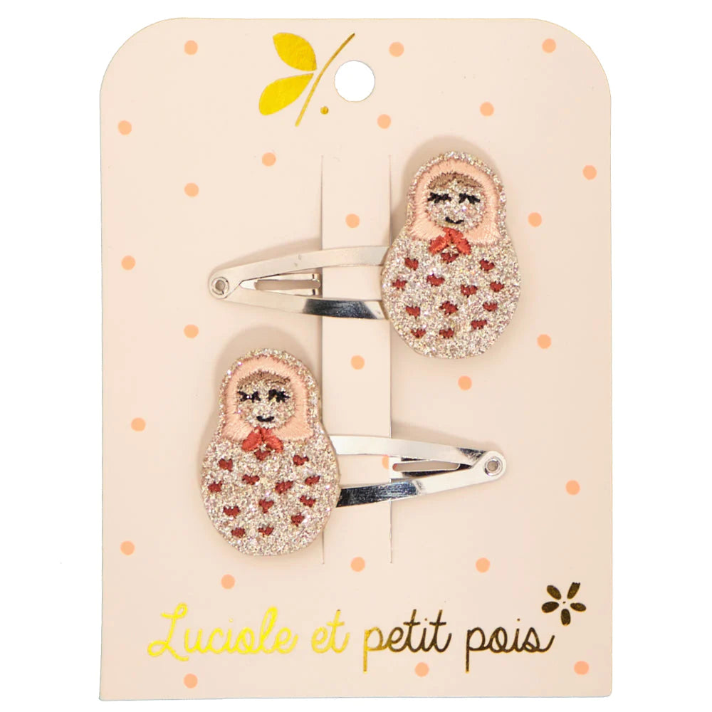 Luciole Et Petit Pois | Hair Clip Pair in Matryoshka Doll