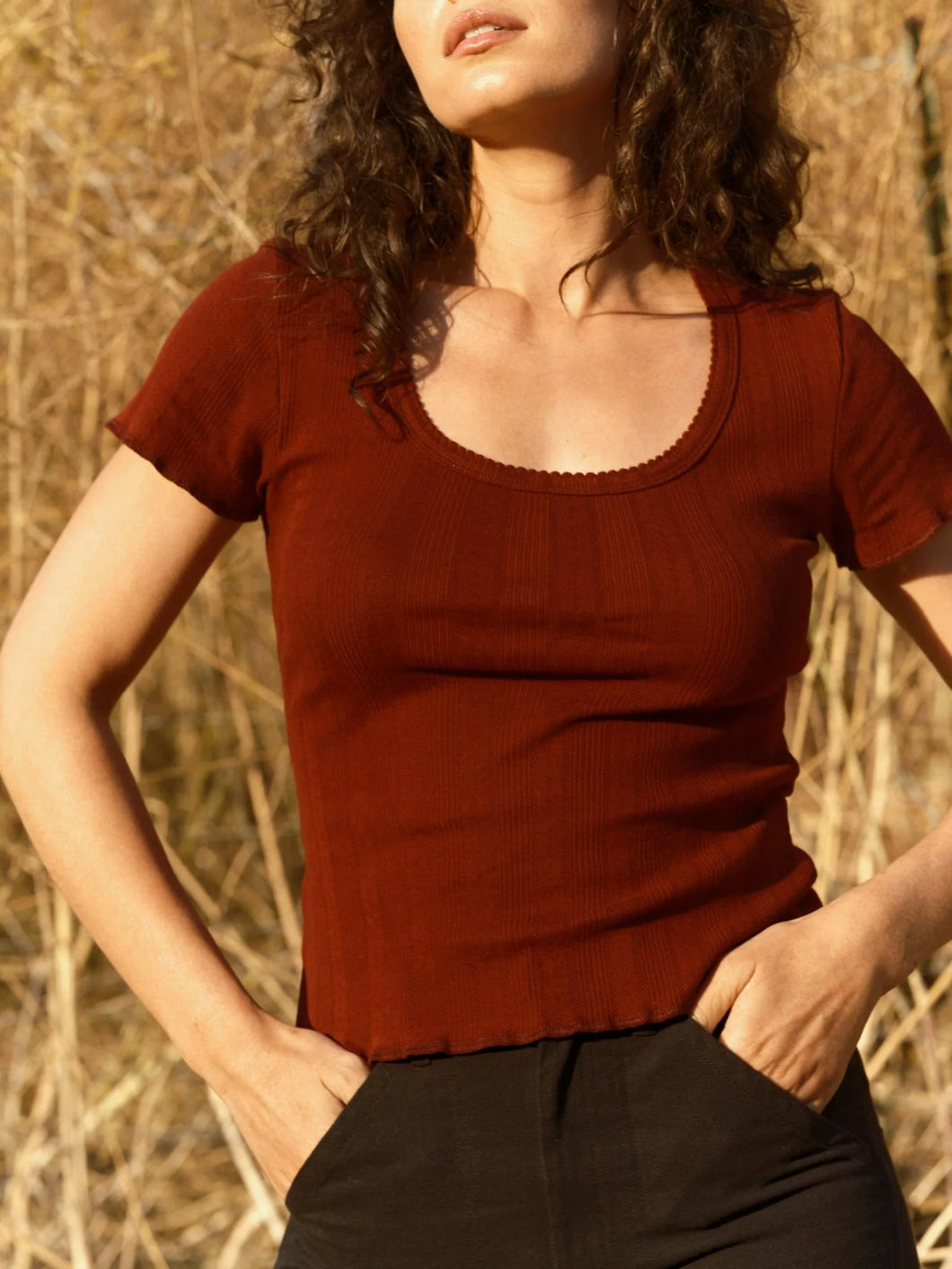 Mollusk | Pointelle Tee in Malbec