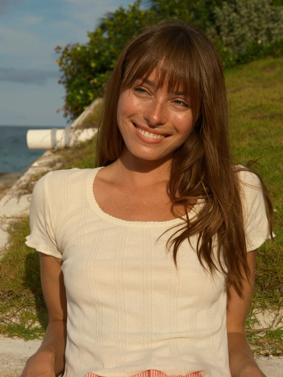 Pointelle Tee in Natural