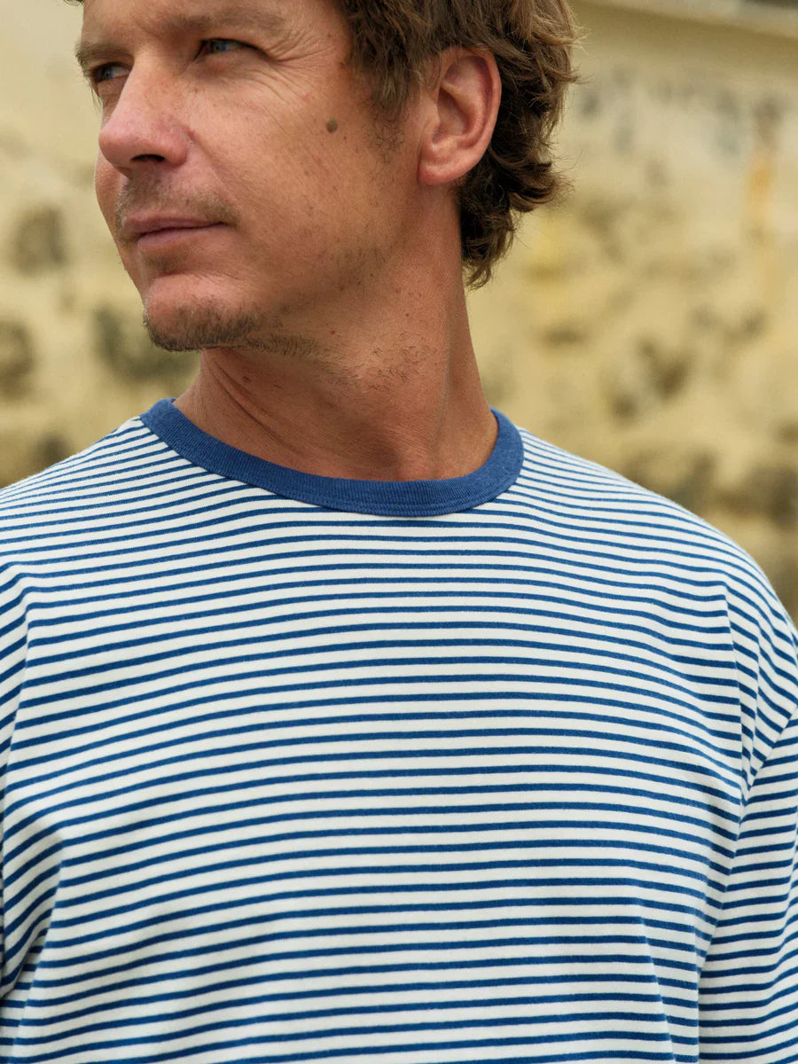 Striped Heavy Tee in Indigo