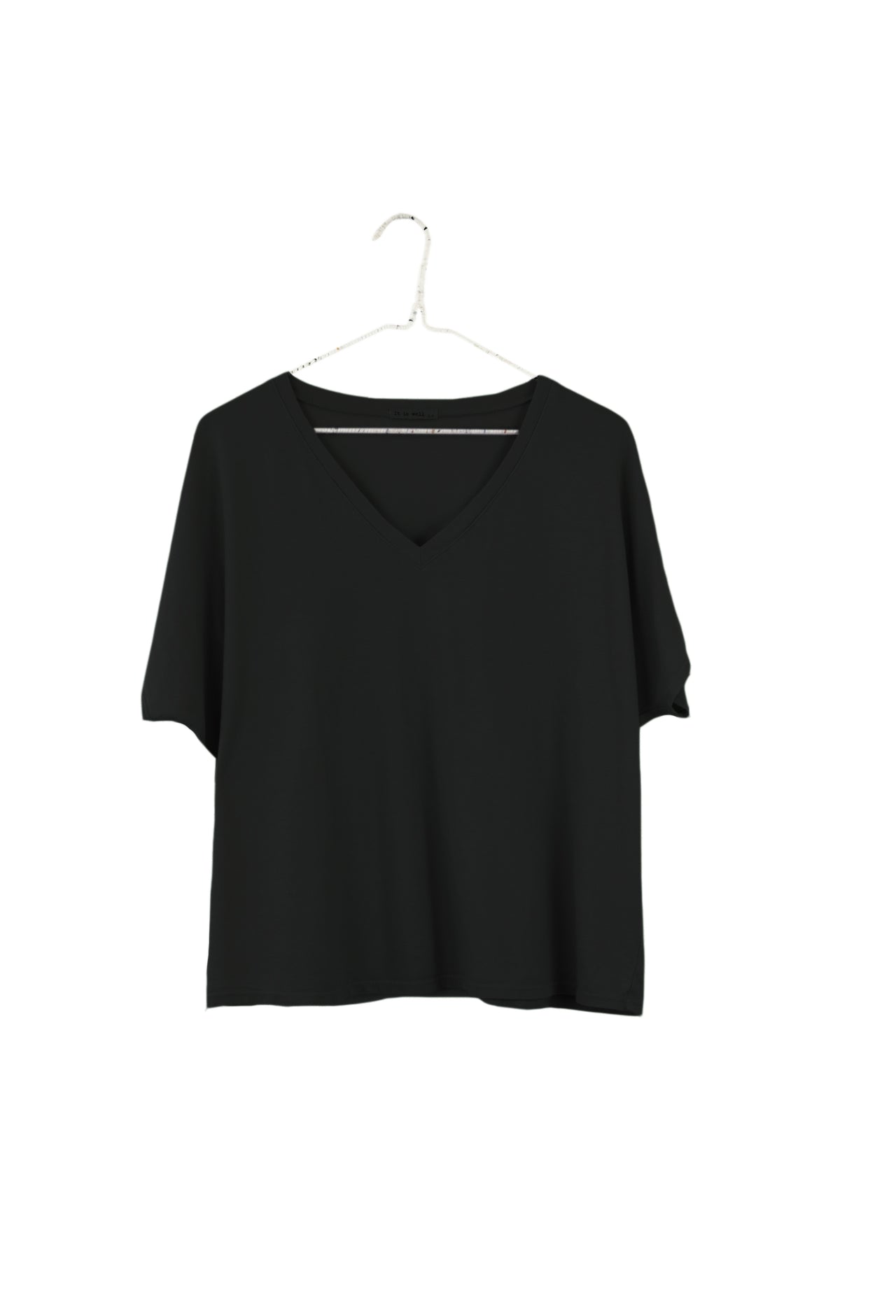 It Is Well | V-Neck Boxy Tee in Black