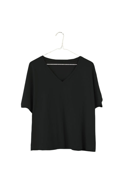 It Is Well | V-Neck Boxy Tee in Black