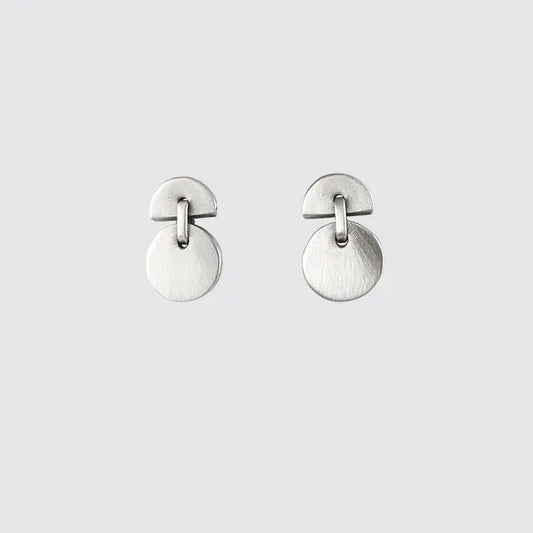 Jane Diaz | Tiny Half Moon Studs in Silver