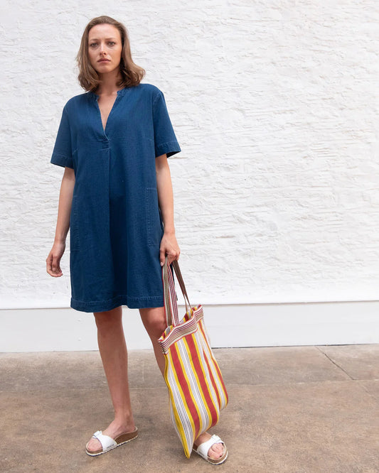 Wren Dress in Textured Denim