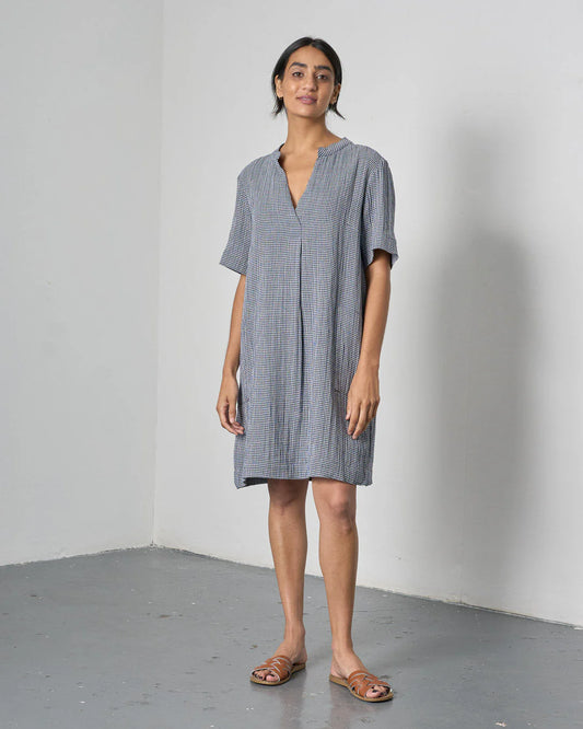 Wren Dress in Navy Check