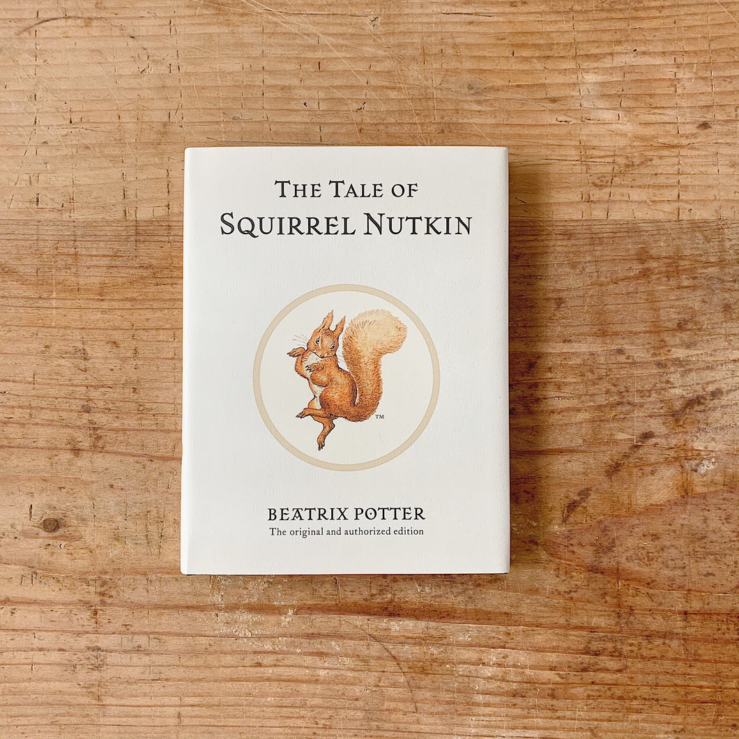 tale of squirrel nutkin cover shot top view laydown on wooden background