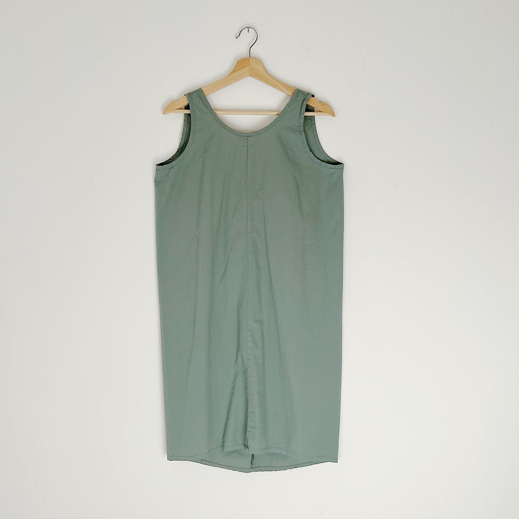 Dotter | Organic Cotton Poplin Ruched Back Dress in Tarragon