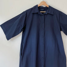 Load image into Gallery viewer, Baci | Button Up Pleated Back Shirt Dress in Dark Blue
