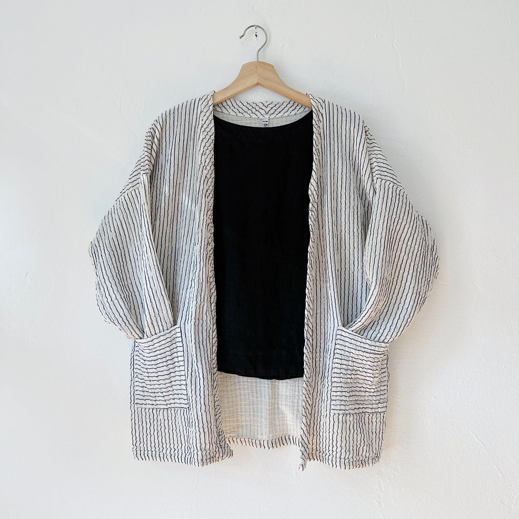 Nusantara | Double Gauze Jacket in Natural Stripe