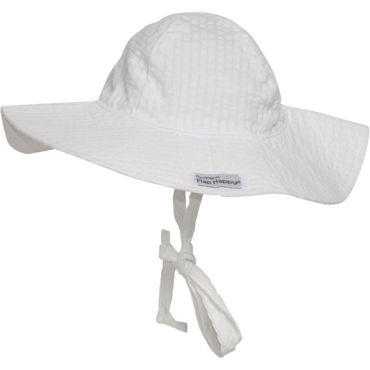 UPF 50+ Wide Brim Sun Hat | Vanilla Stripe Seersucker