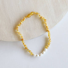 Load image into Gallery viewer, Raw Honey Amber + Pearl Necklace
