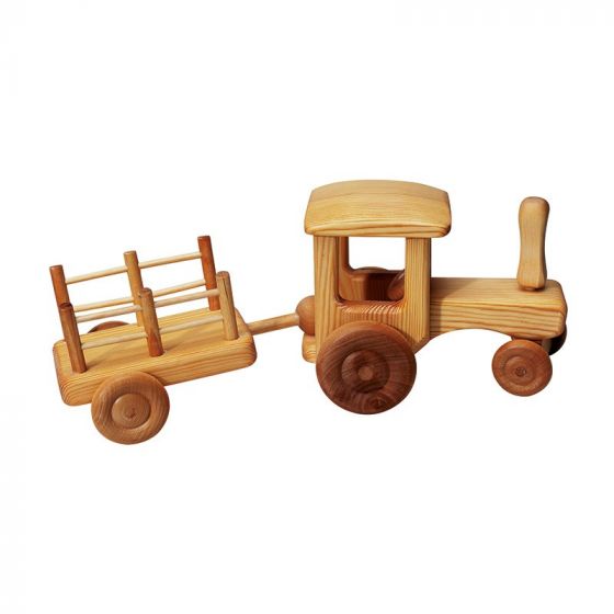 Debresk | Wooden Toy Tractor w/ Trailer