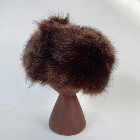 Faux Fur Hat in Chocolate