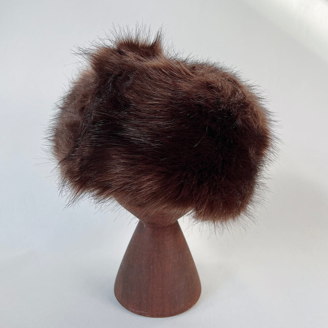 Faux Fur Hat in Chocolate