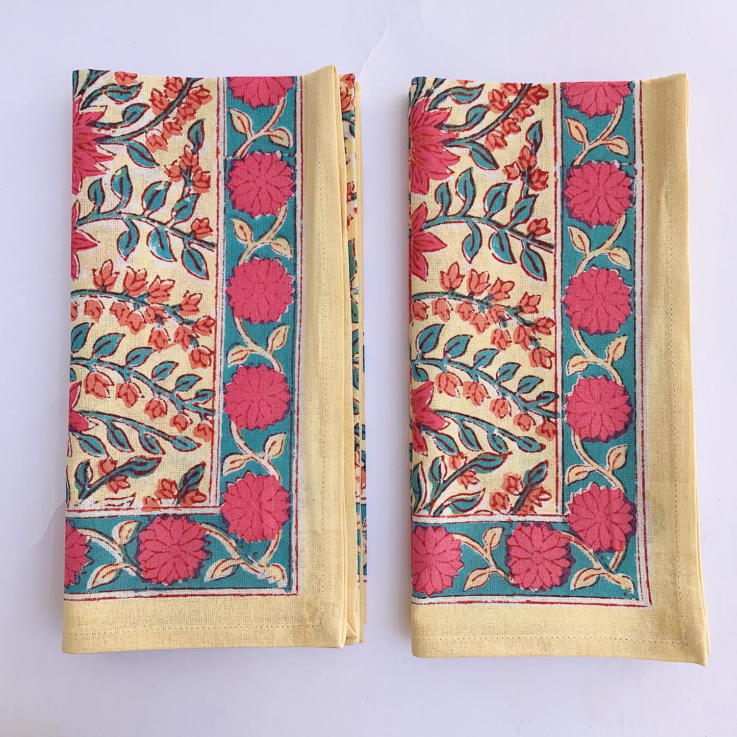 Blockprint Napkin Set/4 | Pink Cosmo