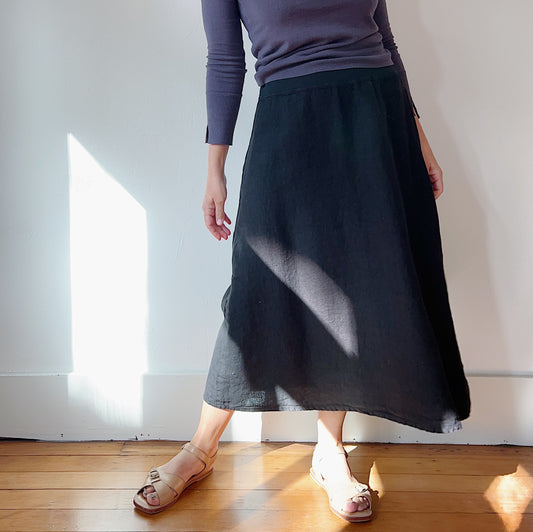 A-Line Linen Skirt in Black