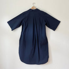 Load image into Gallery viewer, Baci | Button Up Pleated Back Shirt Dress in Dark Blue
