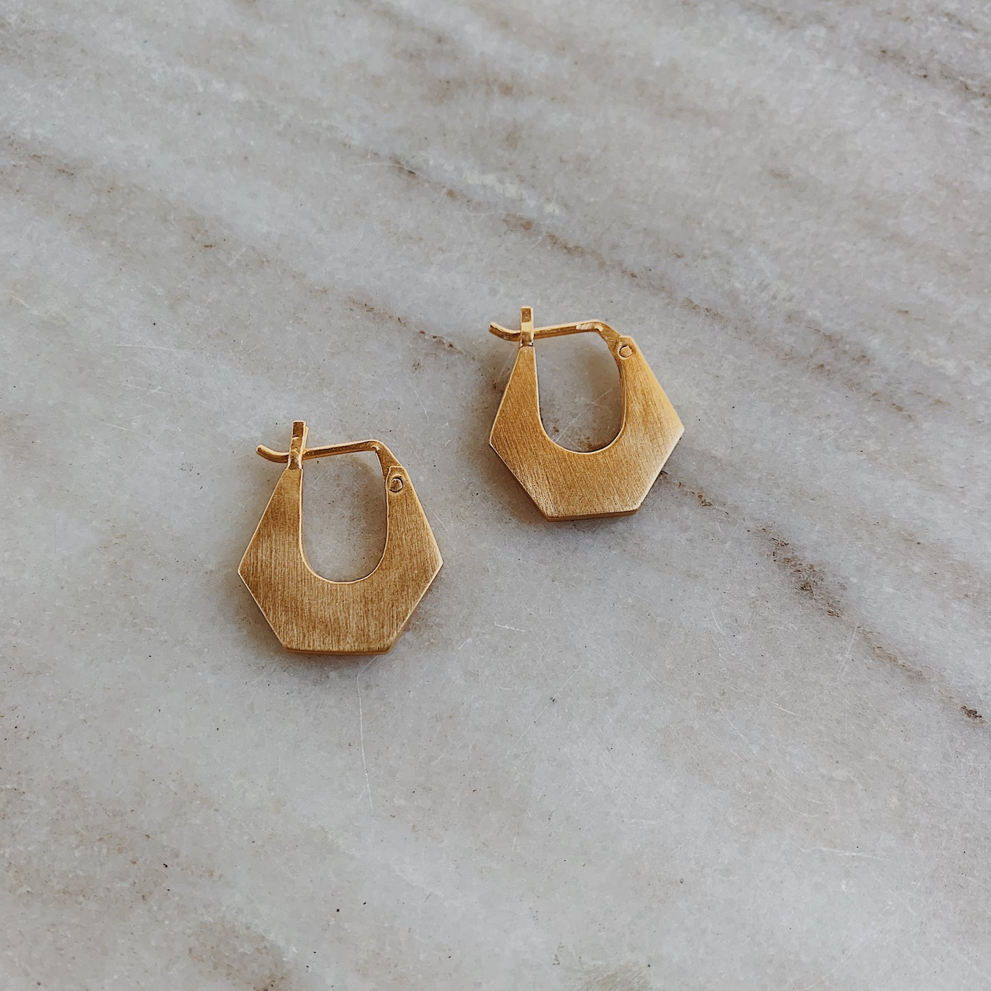 Mini Hexagonal Gold Hoops