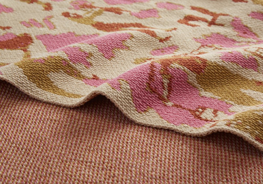 Swiss Fields Baby Blanket in Carnation